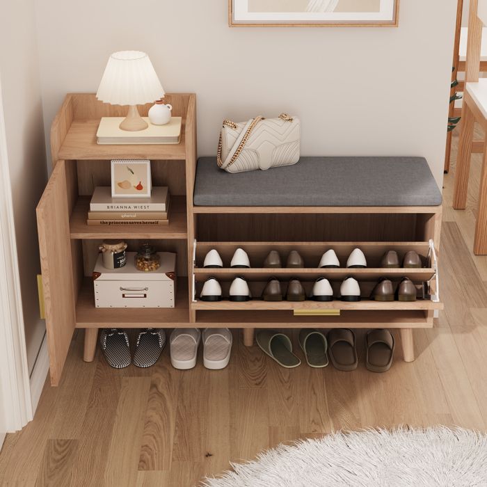Meuble à Chaussures Moderne avec Banc Intégré, Design à Deux Étages, Espace de Rangement, Solide et Durable, Idéal pour l'Entrée