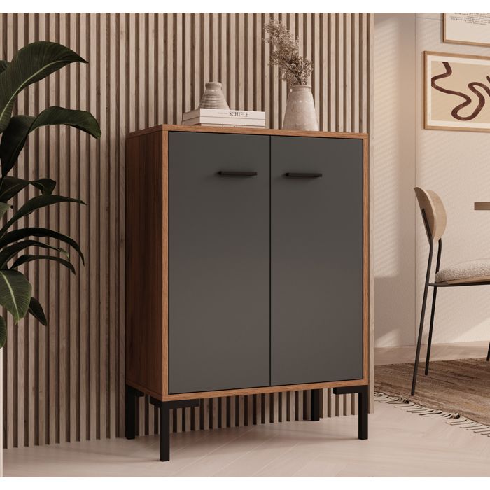 Buffet Bas - DESIGN AMEUBLEMENT - Lander L15 - 2 Portes - Mélamine - Multicolore
