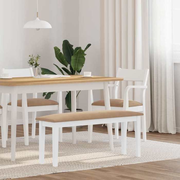 SARAZYJ@Banc à dîner - Cuisine Salon - Banc 110 cm blanc bois massif caoutchouc Home948247