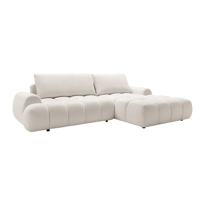 Canapé dangle droit convertible en tissu chenille beige FARNETA