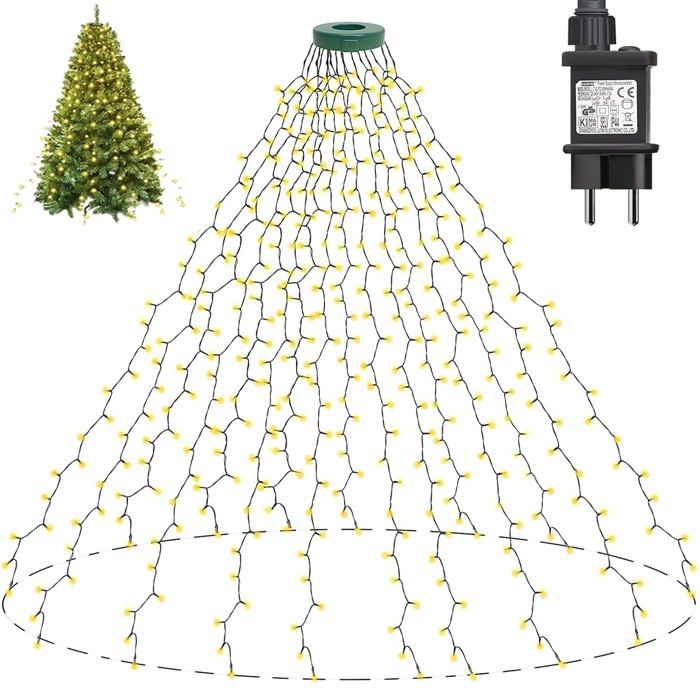 Guirlande lumineuse pour sapin de Noël 8 modes 400 LED 2 m x 16 branches décoration pour sapins de 100 cm à 240 cm