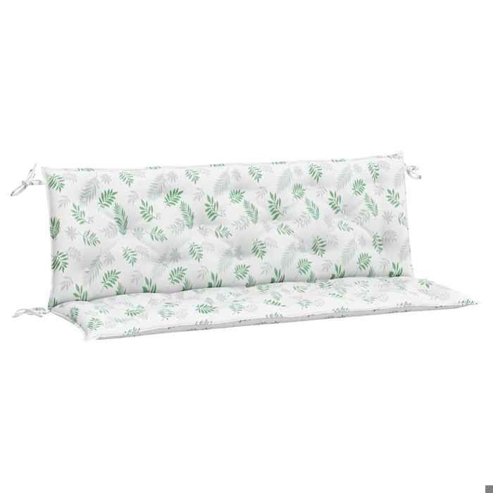 Coussins de banc de jardin - vidaXL - Lot de 2 - Motif de feuilles - 150x50x7 cm - Vert - Imperméable - Polyester