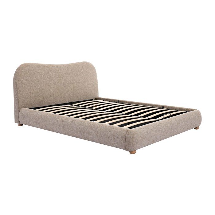 Lit coffre 140 x 190 cm - Tissu - Taupe - VANARI