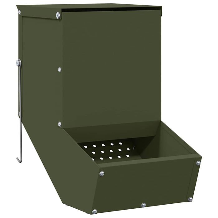 Meilleurs prix pour Distributeur de nourriture pour lapins - vidaXL - Vert olive - Acier laminé à froid - 175 x 26 x 285 cm
