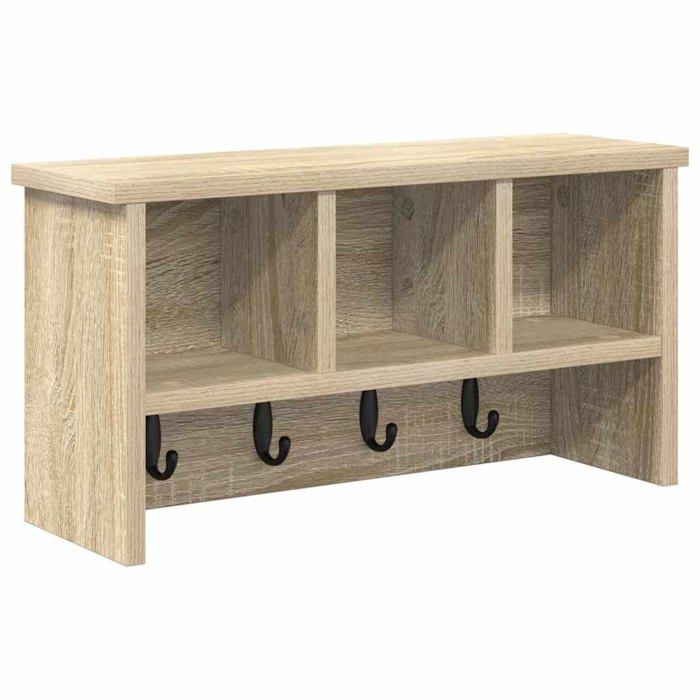 Porte-manteau mural avec étagère - vidaXL - Chêne Sonoma - 50x16x26 cm - Bois dingénierie - Moderne - Économie despace