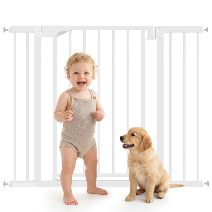 Comparer les prix de Barrière de sécurité pour chiens et bébés - PawHut - 76 à 103 cm avec extension fixation par pression sans perçage - acier - blanc