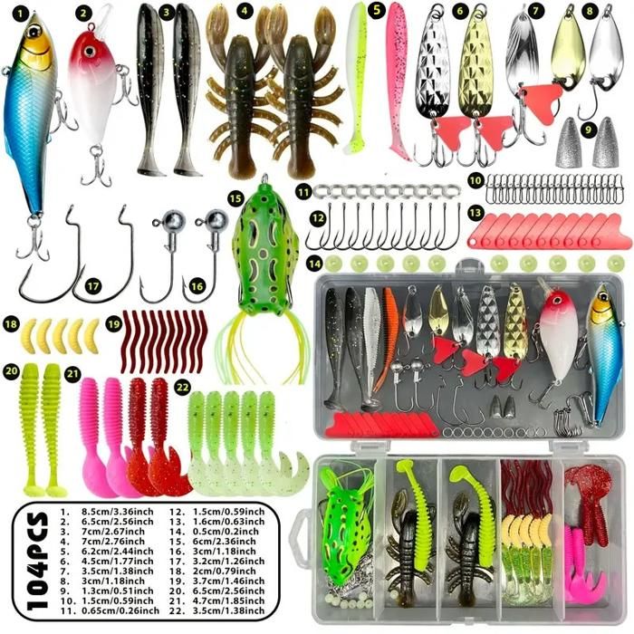 Kit de leurres de pêche cuillères vers en plastique souple leurres grenouilles appâts pour la pêche au bar