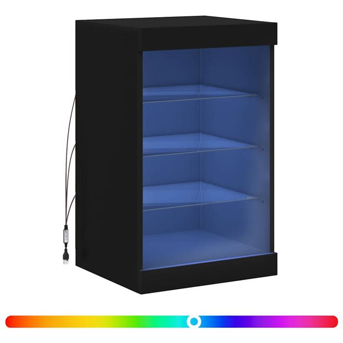 Sarazyj®Buffet Bahut KENNETH - avec lumières LED - Meuble de rangement noir 41x37x67cm - 904315