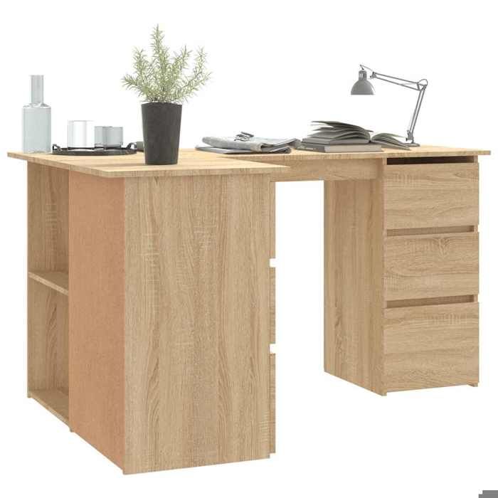 Bureau secrétaire contemporain résistance stabilité （1 pcs） Meuble de Bureau dangle Chêne sonoma 145x100x76 cm Bois dingénierie @