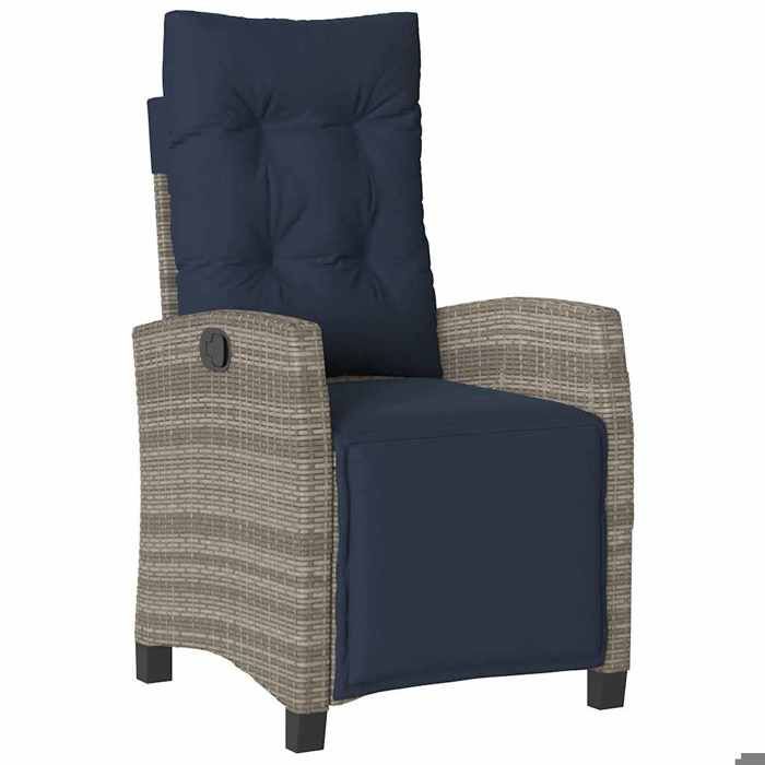 STAR SALE® Chaise inclinable de jardin - Fauteuil(1 PC) - et repose-pied gris résine tressée 57x66x93 cm T3658