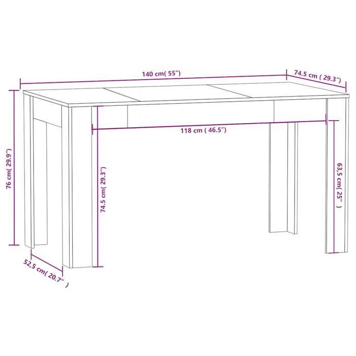 Table cuisine/salon Gris - MODERNE Table à dîner élégante - Montage simple - Sonoma gris 140x745x76cm Bois dingénierie -t1203