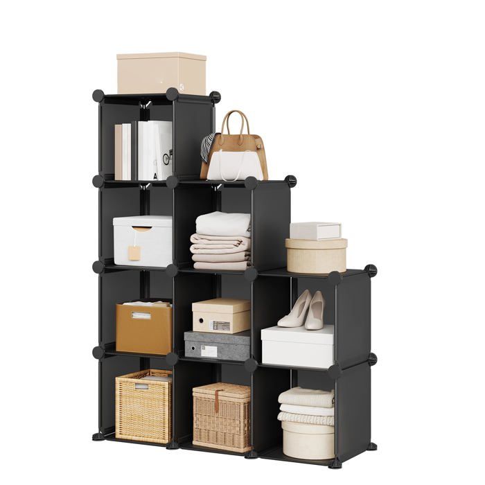 Meuble de rangement modulaire - LUNSY - 9 cubes - 32x32x32 cm - PVC durable - Capacité 10 kg par cube - Facile à monter