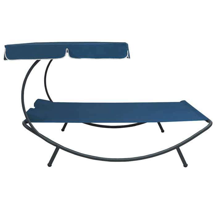 Bleu Fauteuil long de soleil - Lit de repos dextérieur - avec auvent et oreillers bleu - 200x180x135 cm dts9588643717