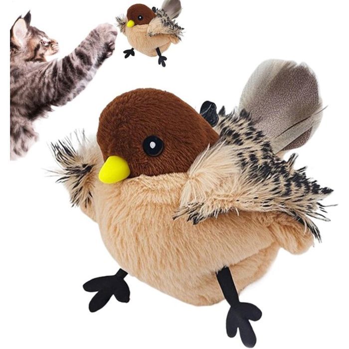 2pcs jouet oiseau chat – capteur mouvement & gazouillis – pour chat actif à la maison