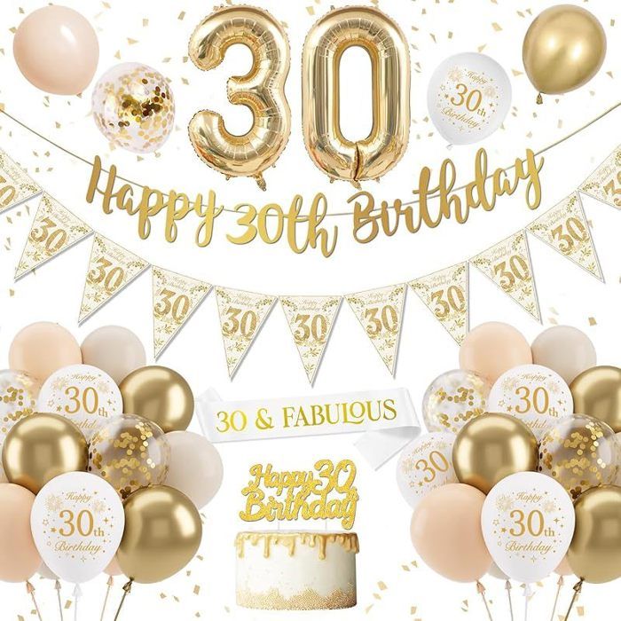 Decoration Anniversaire 30 Ans Deco 30 ans Anniversaire Femme Blanc Or Ballon 30 Ans Anniversaire Femme Banderole Anniversaire