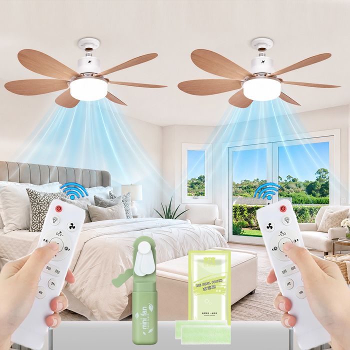 lot de 2 ventilateur de plafond avec lumiere et Telecommande40W E27 avec ventilateur manuelPatch de refroidissement