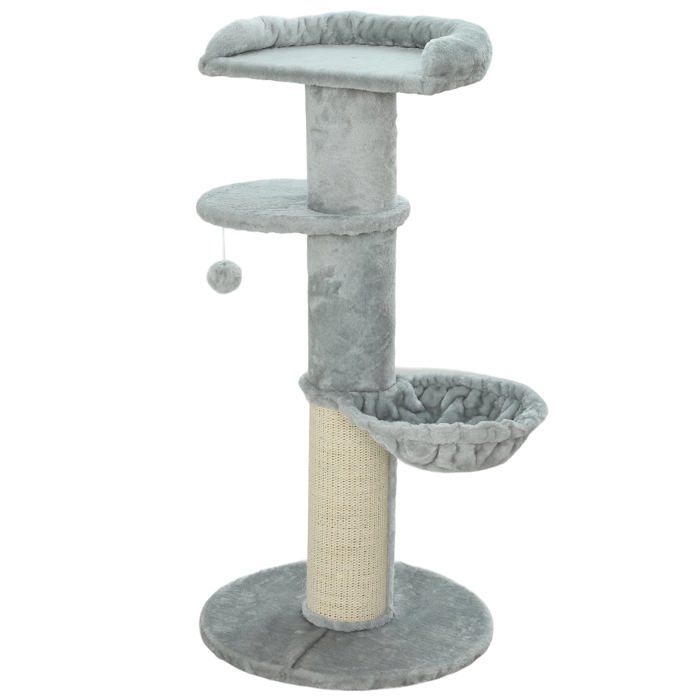 Arbre à chat - HELLOSHOP26 - Ø48 x 103 5 cm - Poteau sisal 13 6 cm - Hamac & boule suspendue - Sangle anti-basculement