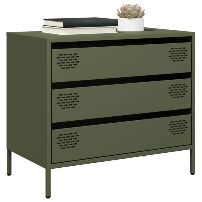 Vert Buffet vert olive 68x39x58 5 cm acier laminé à froid - Meuble Rangement LV37086
