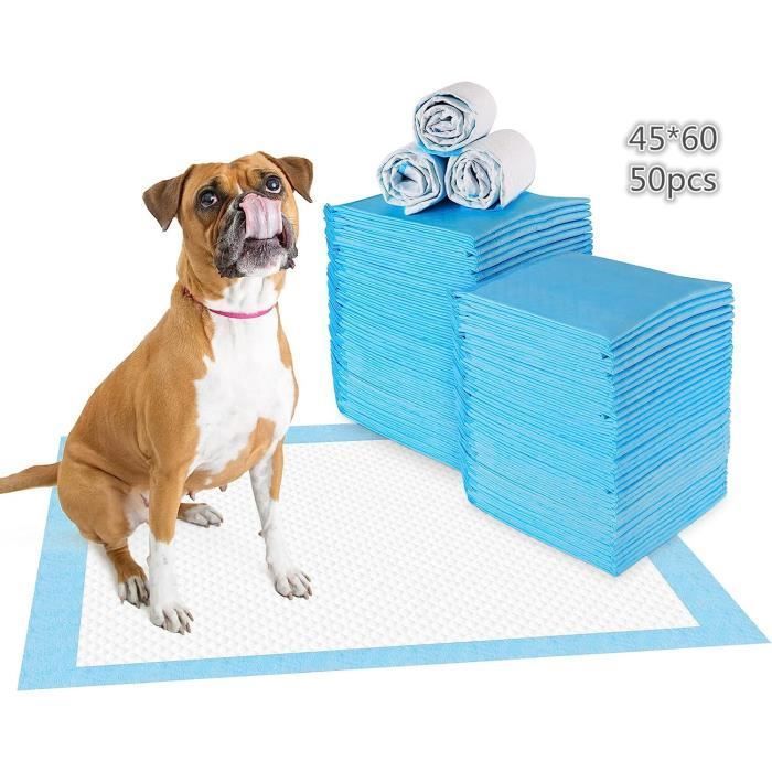 Lot de 50 Tapis éducateurs pour Chiots Tapis Absorant Couche inférieure imperméable 60 x 45 cm