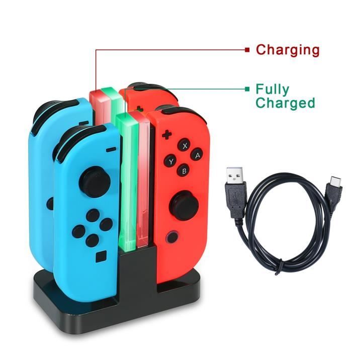 4 en 1 Chargeur Nintendo Switch Manettes Joy Con Charging Dock avec Indicateur LED