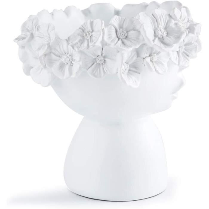 2 Pièces Visage Humain Résine Pot De Fleur Plante Maison Jardin