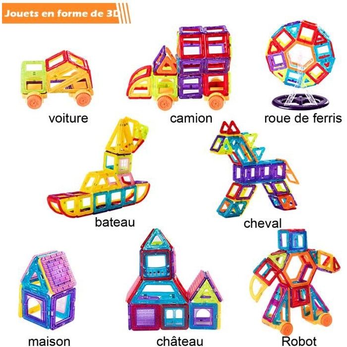 50 Pièces Blocs Construction Magnétiques Enfant Assemblage Jouets créativité