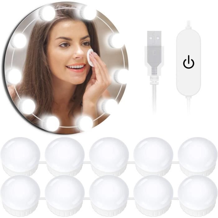 Lumière de Miroir, 5 Couleurs Lampe pour Miroir Cosmetique Hollywood Kit de  Lumière LED avec 10 ampoules à intensité variable pour coiffeuse pour  maquillage et Salle de Bain Miroir : : Luminaires