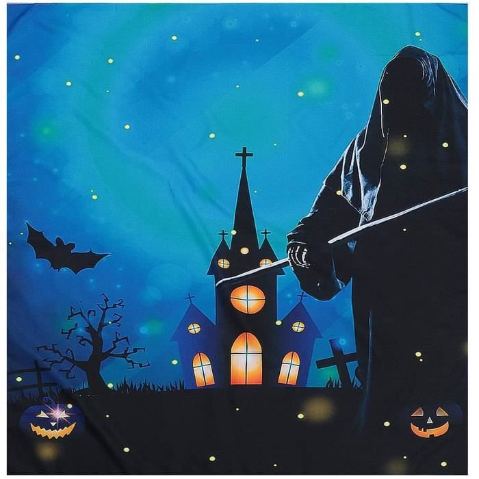 Toile De Fond Halloween 2.1x1.5 M - Citrouille Effrayante & Château Sorcière - Décoration Fête D'horreur Et Fond Photo - 2