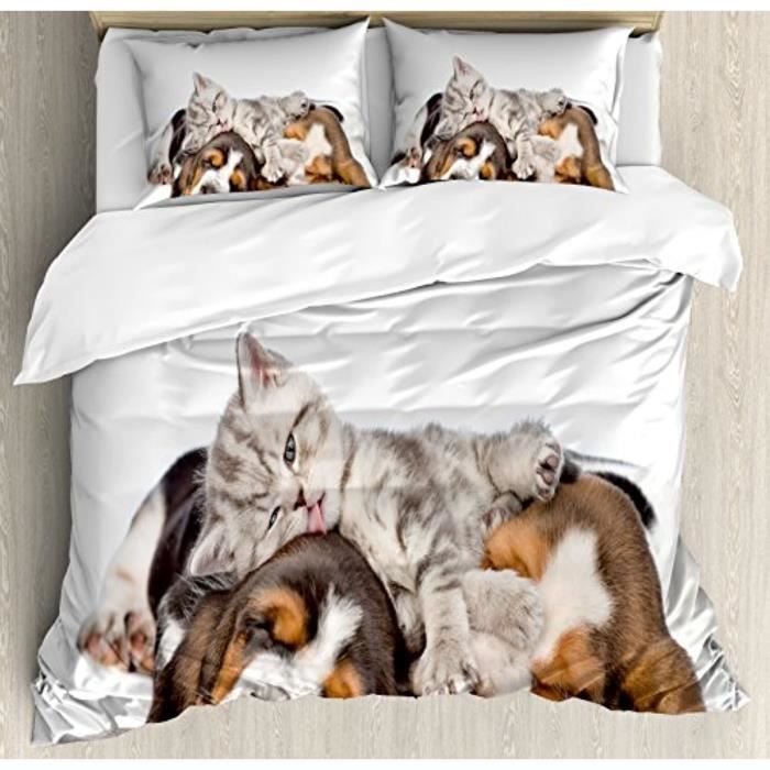 Parure De Drap Uk1lm Ensemble De Housse De Couette Drole Chaton Nouveau Ne Allonge Sur Le Chiot Basset Hound Et Leche L Image Calin Cdiscount Maison Parure De Drap Uk1lm Ensemble De Housse De Couette Drole Chaton Nouveau Ne Allonge Sur Le Chiot Basset Hound Et Leche L Image Calin Cdiscount Maison