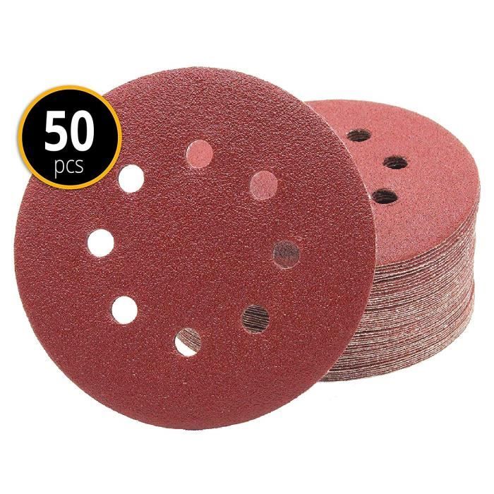 Avec support pour perceuse Lot de disques abrasifs en papier abrasif 50 mm Grains variés 80-600 g 
