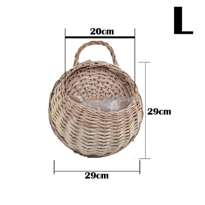 Cfpqv Jardinière Murale à Suspendre, Panier En Rotin Fait à La Main, Panier à Fleurs En Osier Tressé à La Main, Suspension De Pots De Fleurs, Décoration De Jardin, Intérieur Et Extérieur