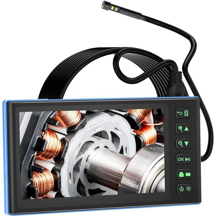 Hopefox Caméra Endoscopique Double Objectif 1080P – Écran IPS 5" + 10 M Semi-Rigide, 8+1 LED, IP67 Étanche