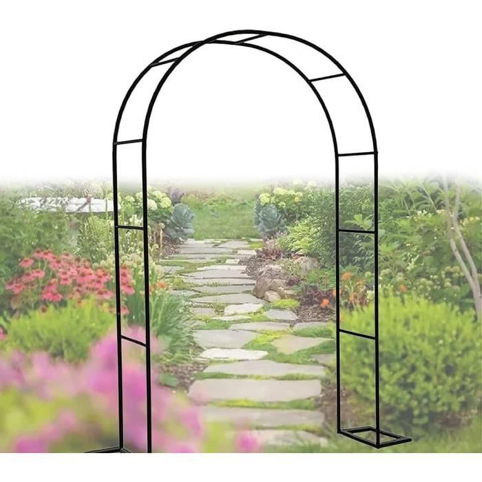 Arche De Jardin En Acier Noir - Dimensions 260x230 Cm, Base Stable - Pour Plantes Grimpantes (rosiers, Vignes) - Décoration Terrasse, Pelouse