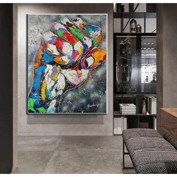 Zhadongli Art Graffiti Street Art Toile Peinture Abstraite Mignon Singe Affiches Et Gravures Coloré Mur Art Photos Pour Salon 80x80cm (31x31in) Sans Cadre