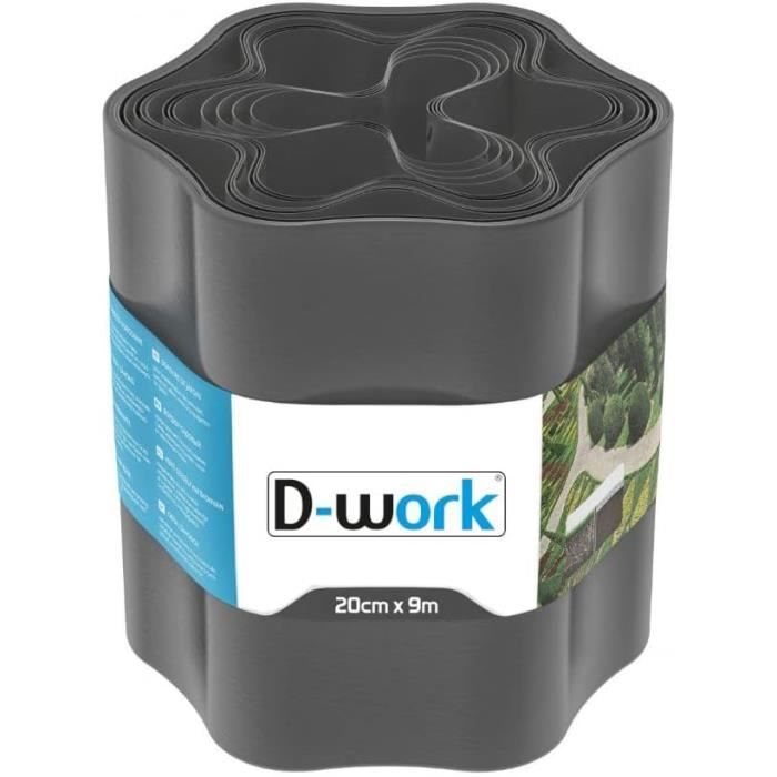 Bordure De Jardin Flexible Lisse Noire Hauteur 15cm X Longueur 9 Metres En Pvc Et Anti Uv Ep 1mm D Work 96056774