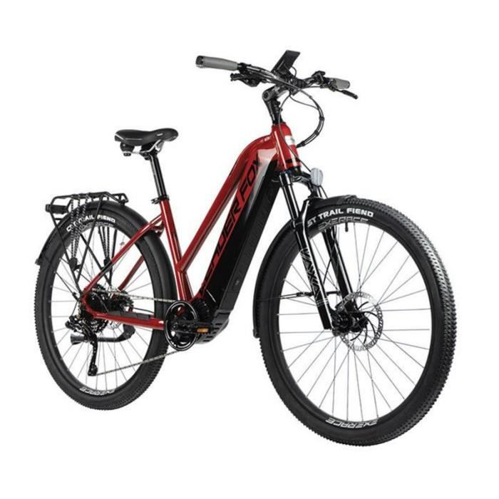 Vélo électrique moteur central femme Leader Fox Bend 2023 Bafang M510 - rouge tigre/noir - 178/185 cm