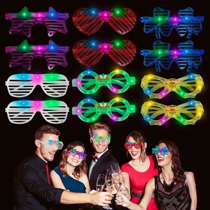 Lunettes Lumineuses Led, 12 Pièces Lunette LED, Neon Lumière Montures de  Lunettes LED, Lunettes Lumineuses Pour Soirée Disco