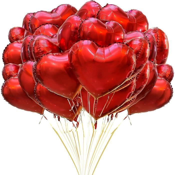 Ballon de Coeur en Feuille Rouge 20 Pièces Ballons d'Hélium de Coeur Ballons  d'Hélium Ballon Ballon en Feuille de Mariage Ballon Adapté pour la Fête  d'Anniversaire de la Saint-Valentin (Rouge-20pcs) 
