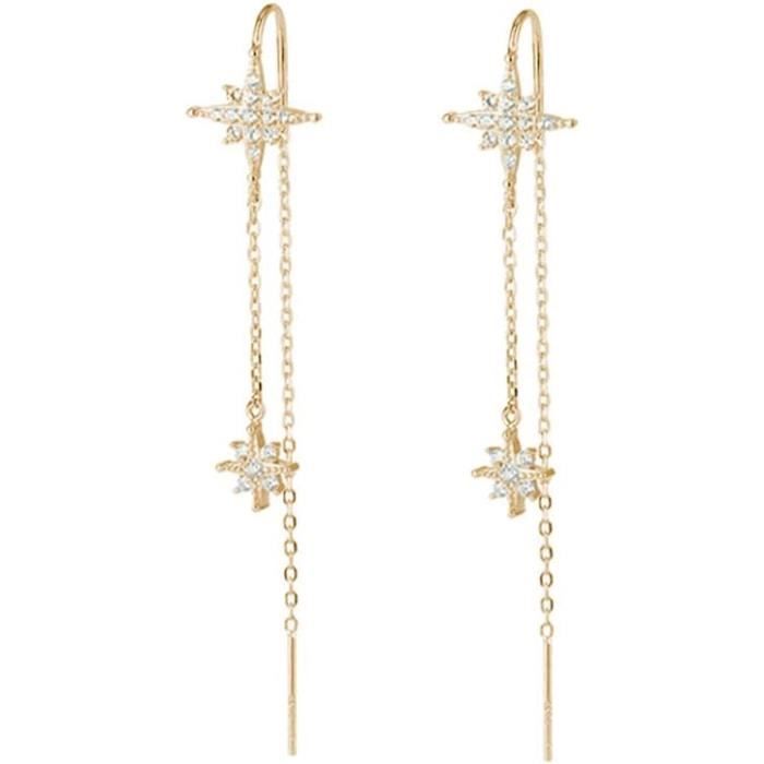 HinDaLi - 2 Paires De Boucles D'oreilles étoile Et Lune - Argent 925 - Pour Femme Et Fille - Zirconium Bleu - Hypoallergénique - Coffret Cadeau