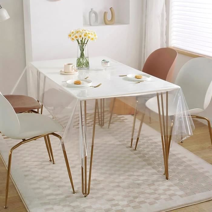 Royhom Nappe Transparente Épaisse 80 X 120 Cm - Protection Table PVC Imperméable, Antidérapante, Lavable, Résistante Chaleur Jusqu'à 80°C