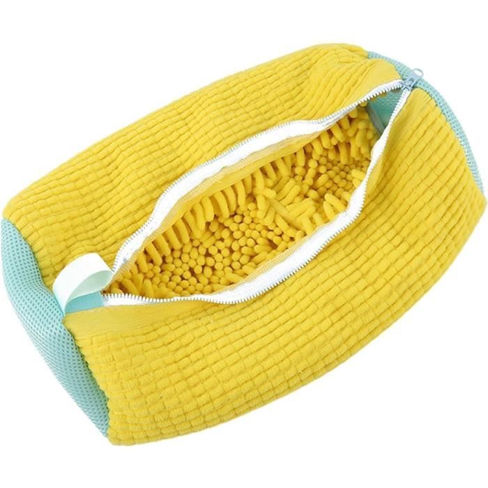 2 Sacs Lavage Chaussures Machine - Sacs Protection Chenille - Fermeture Éclair - Jaune Et Bleu