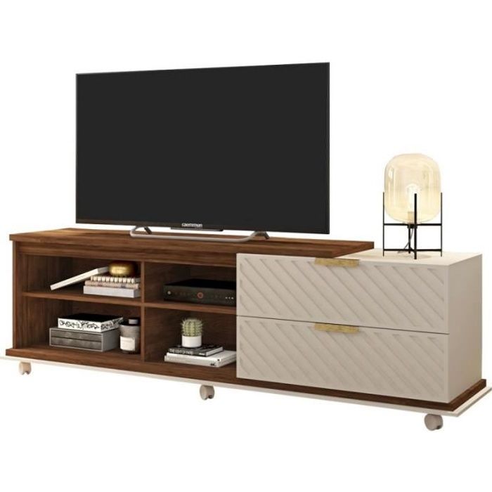 Meuble Tv 180 Cm Tv 75 Pouces Wenge Ecru Caemmum Meubles D