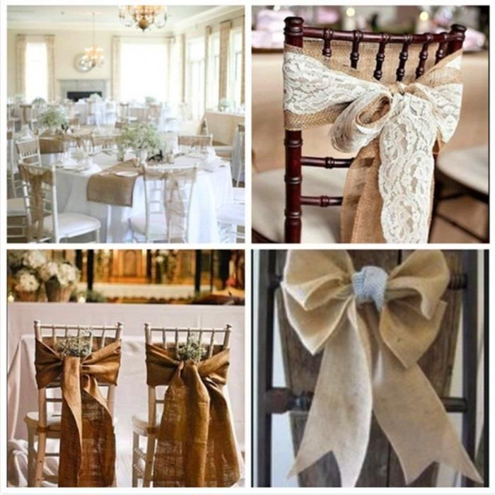 2pcs Chaise NÅuds En Toile De Jute Toile De Jute Chaise Sash Avec Dentelle Cousu Edge Pew NÅuds Style Shabby Chic Mariage Decor 15 Achat Vente Coussin De Chaise Cdiscount