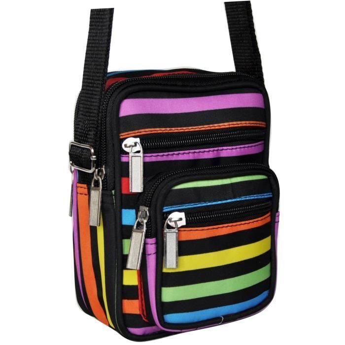 MULTICOLORE SACOCHE SAC A BANDOULIERE FEMME HOMME EN NYLON - Cdiscount  Bagagerie - Maroquinerie