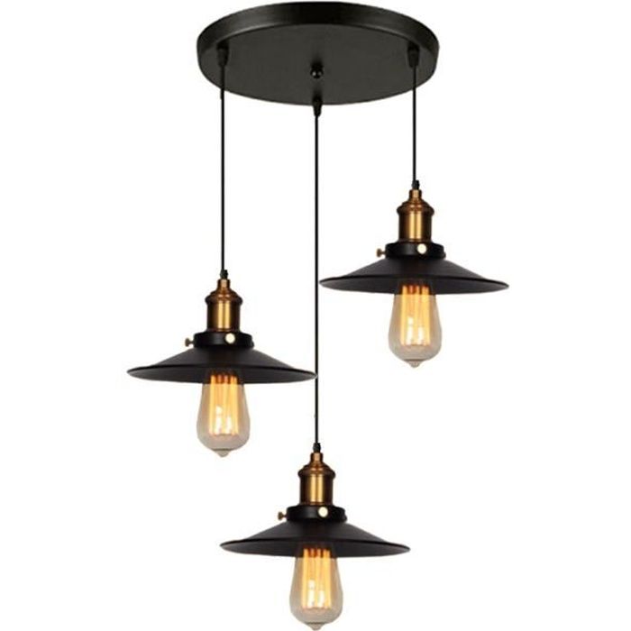 UNI Moderne Lustre Suspension E27 LED 40W Ø22cm Style Industrielle Luminaire Eclairage Blanc