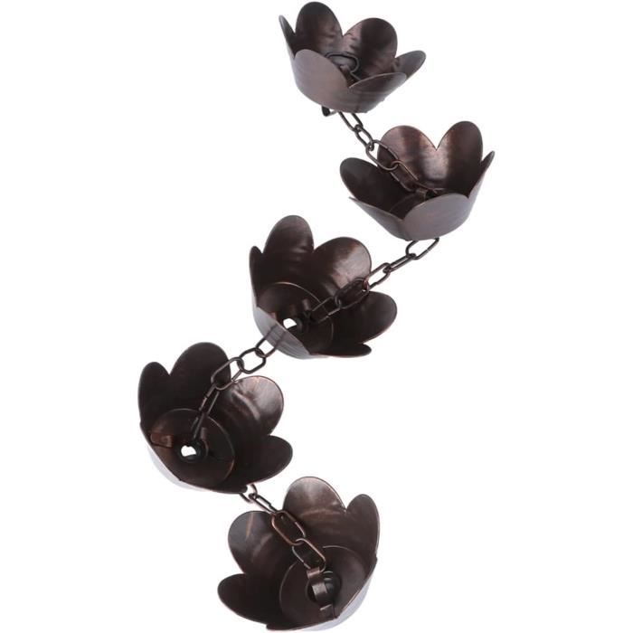 Chaîne De Pluie Décorative En Alliage Aluminium - Longueur 2 M, Noir, à Double Boucle, Pour Gouttière Et Jardin