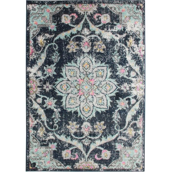 THE DECO FACTORY Tapis de salon VINTAGE Synthétique - 133 x 180 cm - Bleu foncé