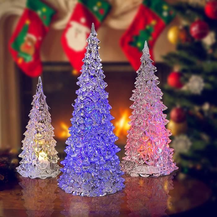 Arbre de Noel Lumineux LED 3 pièces Arbre de Noël en Acrylique LED