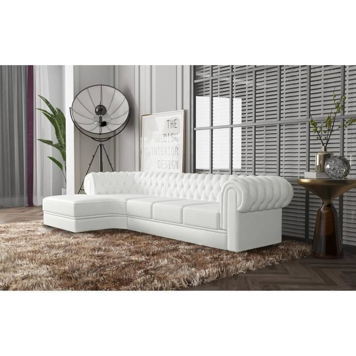 Canapé d'angle en cuir italien 7/8 places evasion, noir blanc. - Mobilier Privé