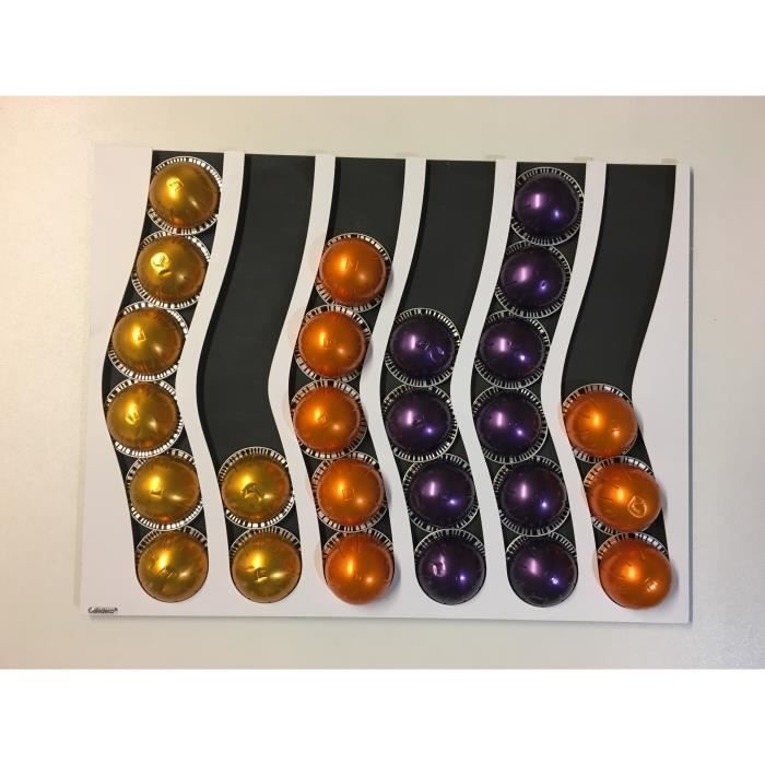 Distributeur Mural à Capsules Nespresso - Design Ultra Fin (1 Cm) - Capacité 40 Dosettes - Fixation Facile Sans Outils